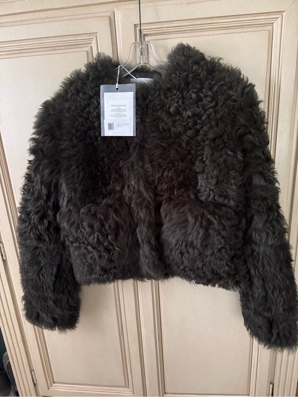 Dark green lamb shearling coat